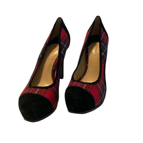 Gianni Bini Heels - Red & Black Buffalo Plaid Heels (Stilettos) - Picture 1 of 8